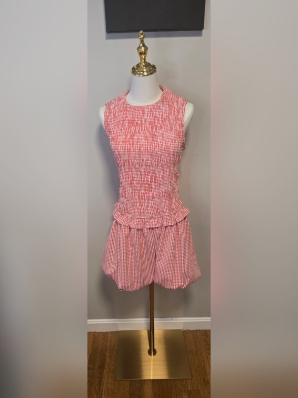 Vici Lillianne Gingham Smocked Sleeveless Mini Dress Large 🌞 - Picture 5 of 8